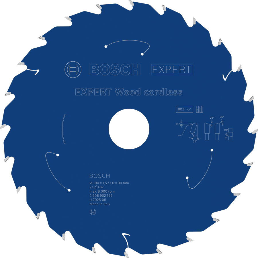 Bosch EXPERT Wood akuga ringsae tera, 190 mm T24.